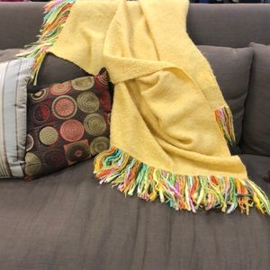 Bedding Mohair Throw Blanket Fringe Yellow Home 48x48 Poshmark
